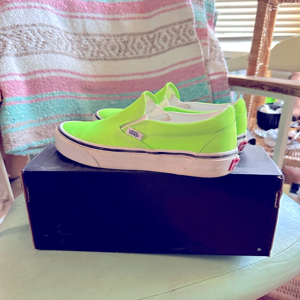 Vans Neon Green Slip On